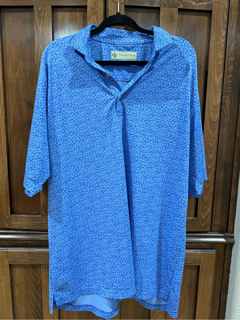 Donald Ross Men's Blue Micro-Pattern Polo Large